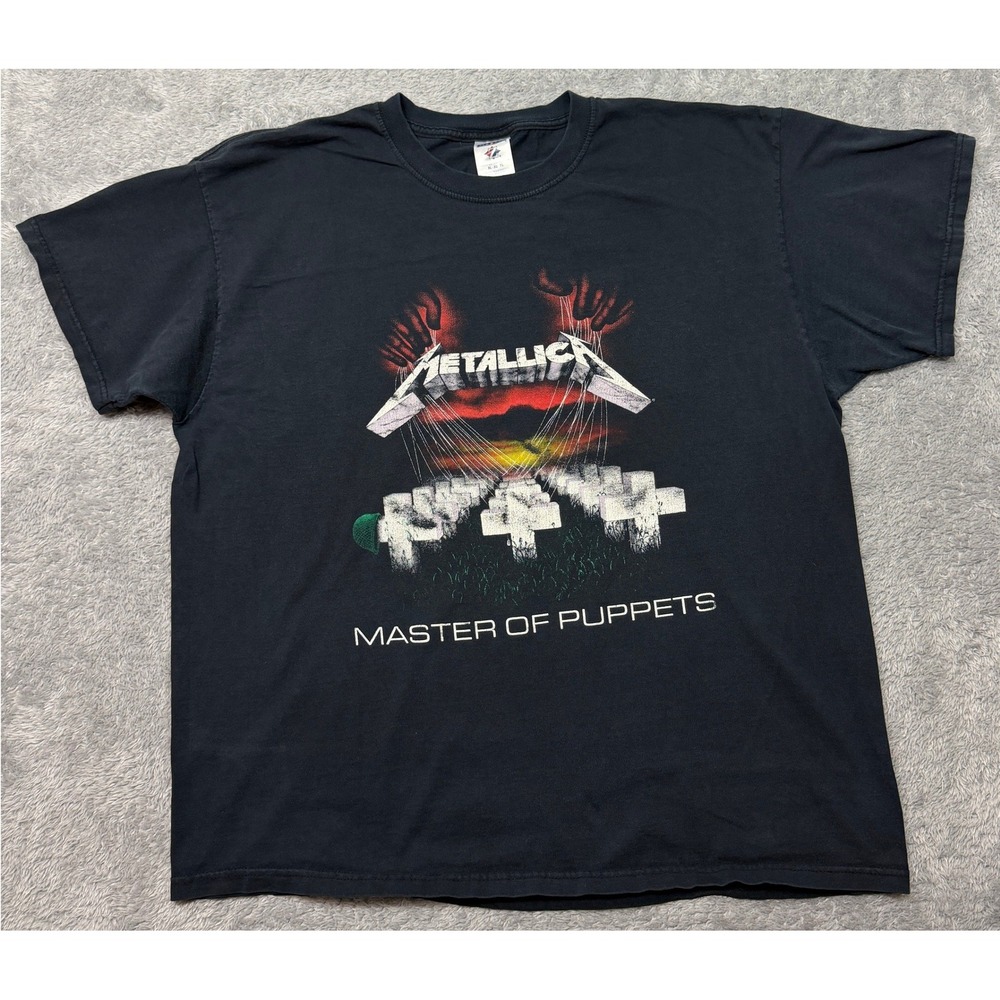 Vintage 2000s Metallica Master Of Puppets T Shirt Large L Black Band Tee Y2K